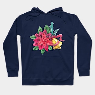 Poinsettia and Christmas Bell Hoodie